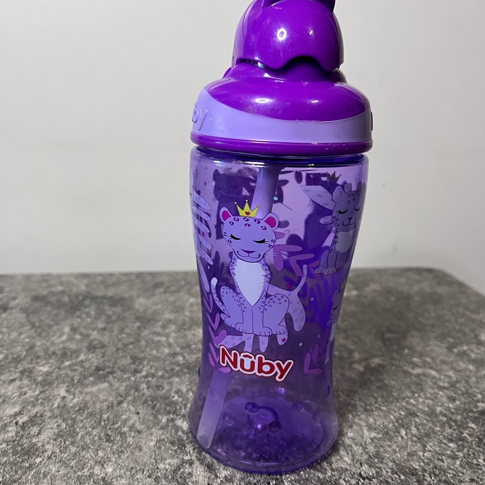 Nuby Purple Sippy Cup with Leopard Design